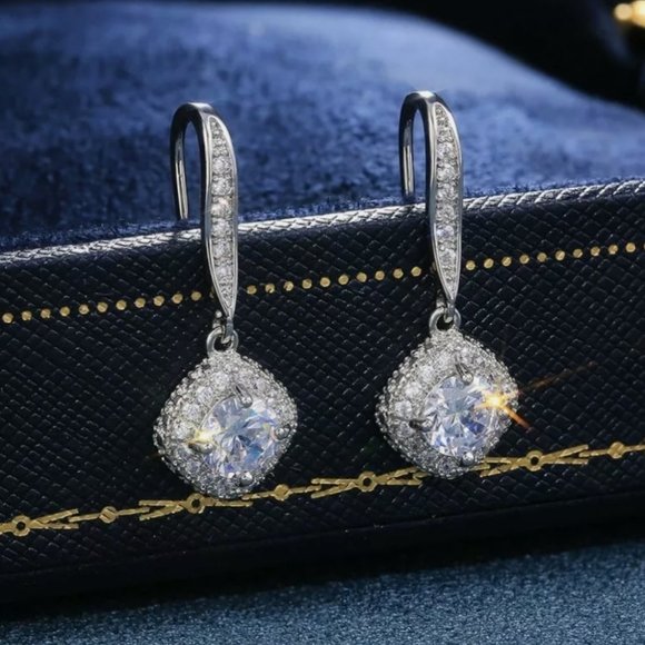 Brand new 925 silver Diamond dangle earrings - Picture 3 of 4